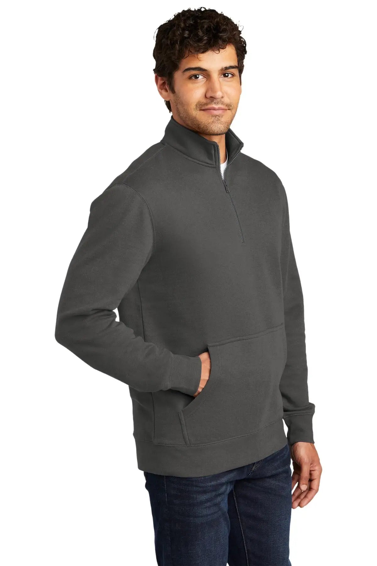 District Dt6106 V.i.t. Fleece 1/4-zip - Charcoal