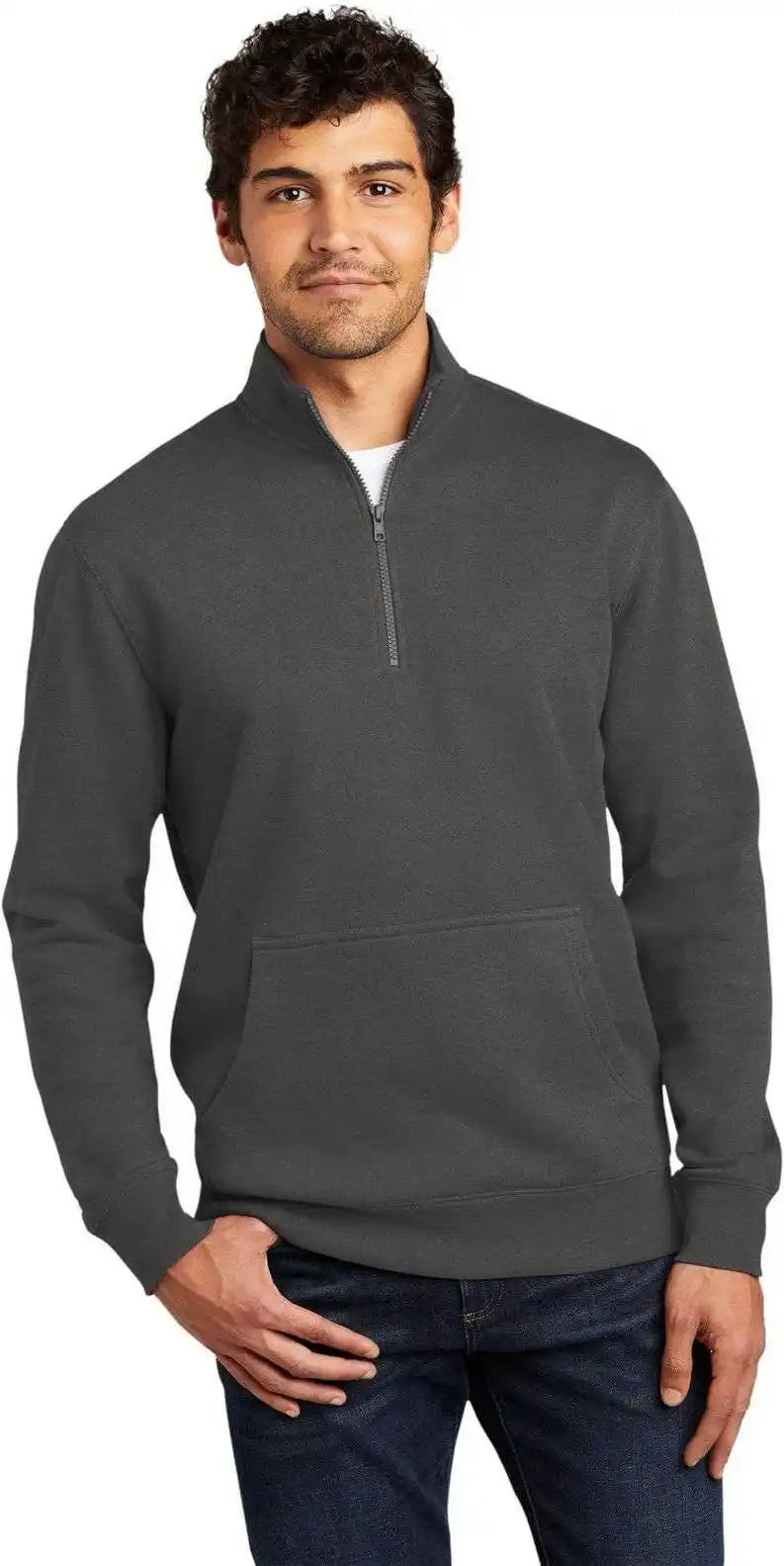 District Dt6106 V.i.t.fleece 1/4 Zip Charcoal