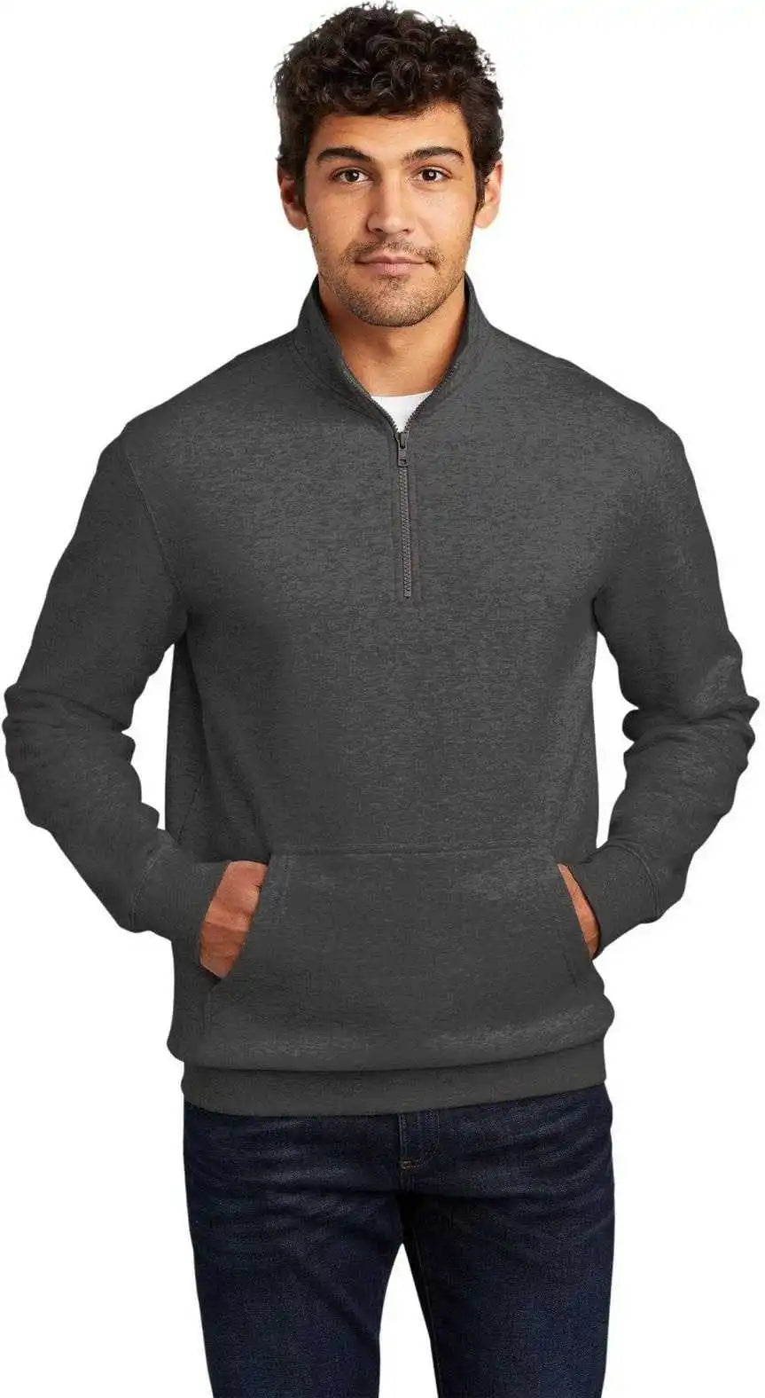 District Dt6106 V.i.t.fleece 1/4 Zip Heathered Charcoal