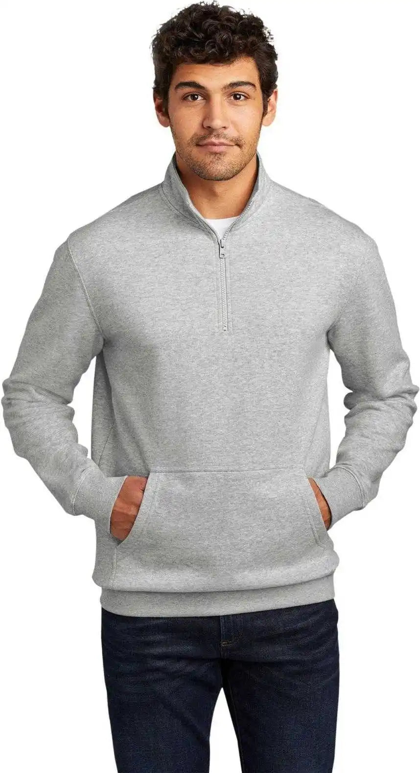 District Dt6106 V.i.t.fleece 1/4 Zip Light Heather Gray