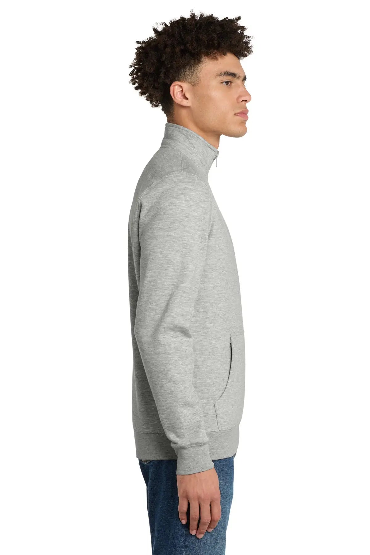 District Dt6106 V.i.t. Fleece 1/4-zip - Light Heather Gray