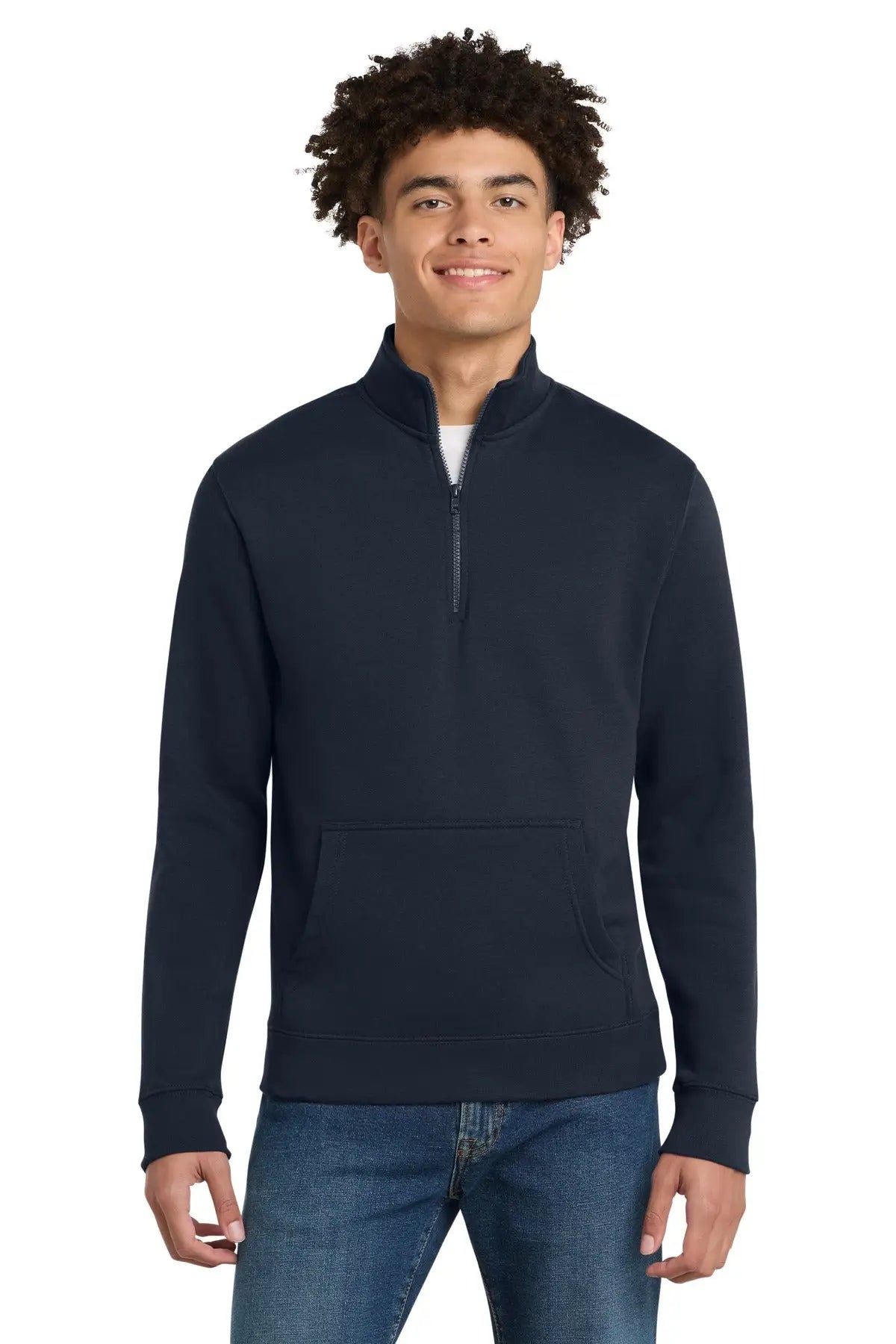 District Dt6106 V.i.t. Fleece 1/4-zip - New Navy - Adult Xs