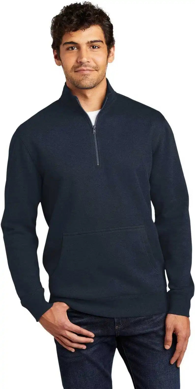 District Dt6106 V.i.t.fleece 1/4 Zip New Navy