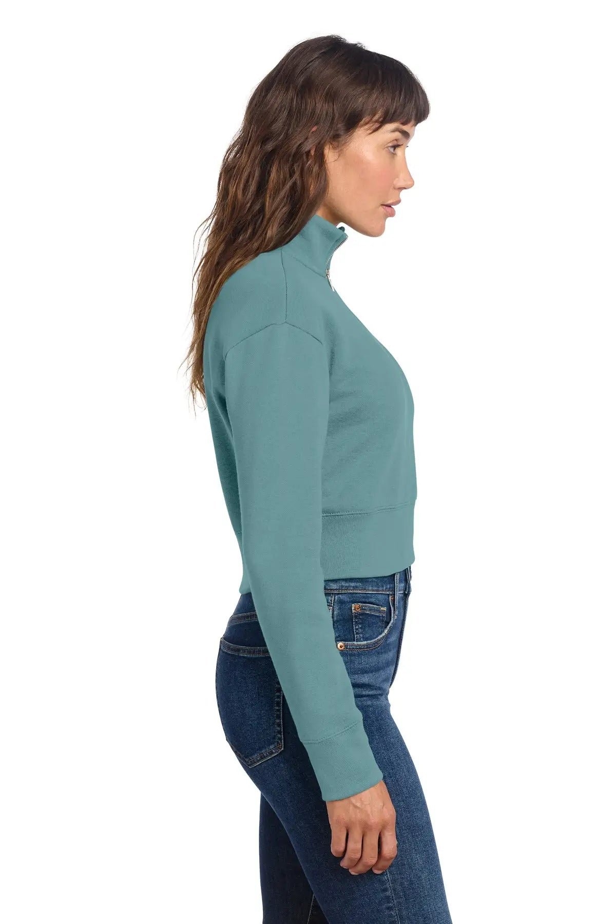 District Dt6111 Women’s V.i.t. Fleece 1/2-zip - Eucalyptus Blue