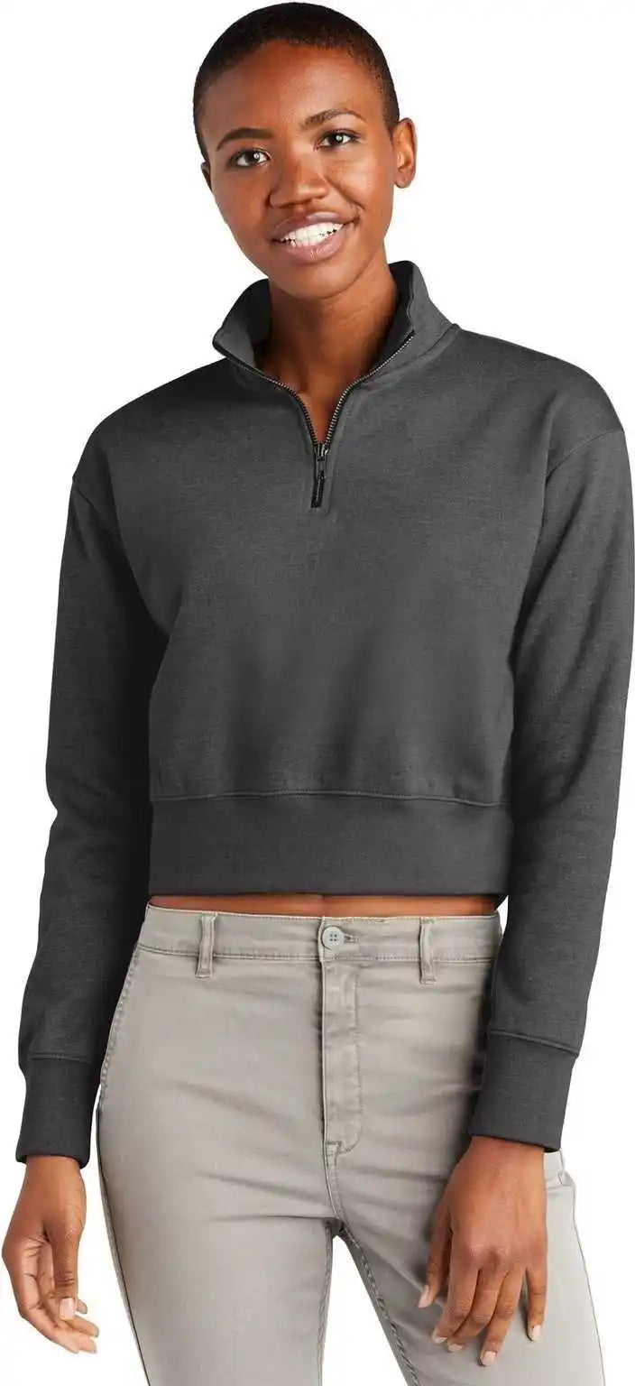 District Dt6111 Women’s Vit Fleece 12-zip - Heathered Charcoal - Dark Gray / Ladies l