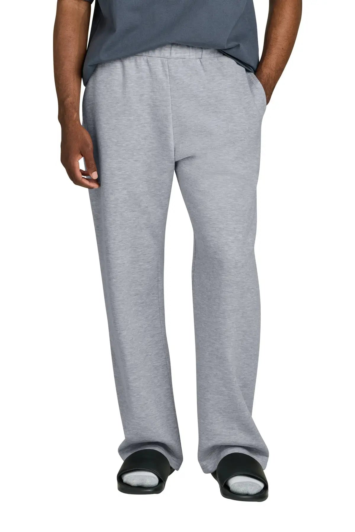 District Dt6117 V.i.t. Fleece Open-bottom Sweatpant - Light Heather Gray - Adult 2xl