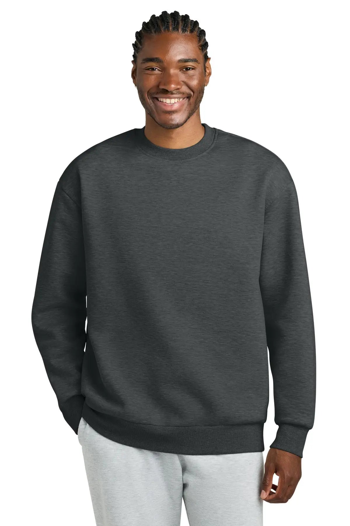 District Dt6154 V.i.t. Heavyweight Fleece Crew - Heathered Charcoal - Adult Xs