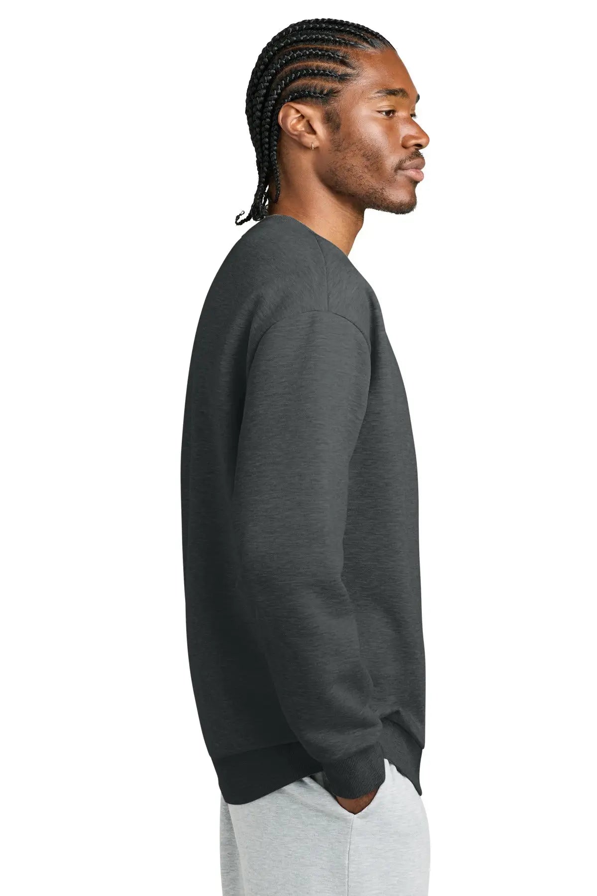 District Dt6154 V.i.t. Heavyweight Fleece Crew - Heathered Charcoal