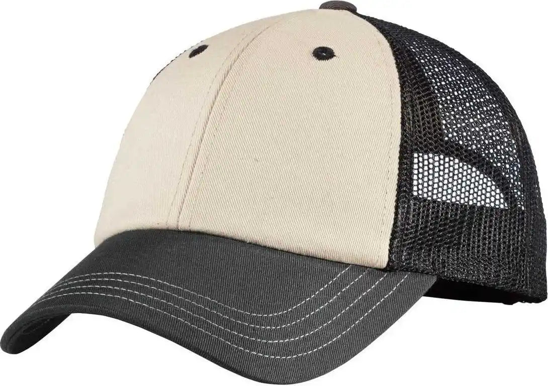 District Dt616 Tri Tone Mesh Back Cap Dt616sandstone Charcoal Black Dark Gray / one Size Fits Most