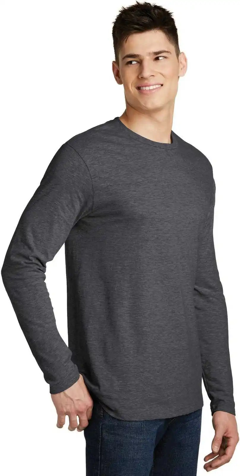 District Dt6200 Very Important Tee Long Sleeve Heathered Charcoal