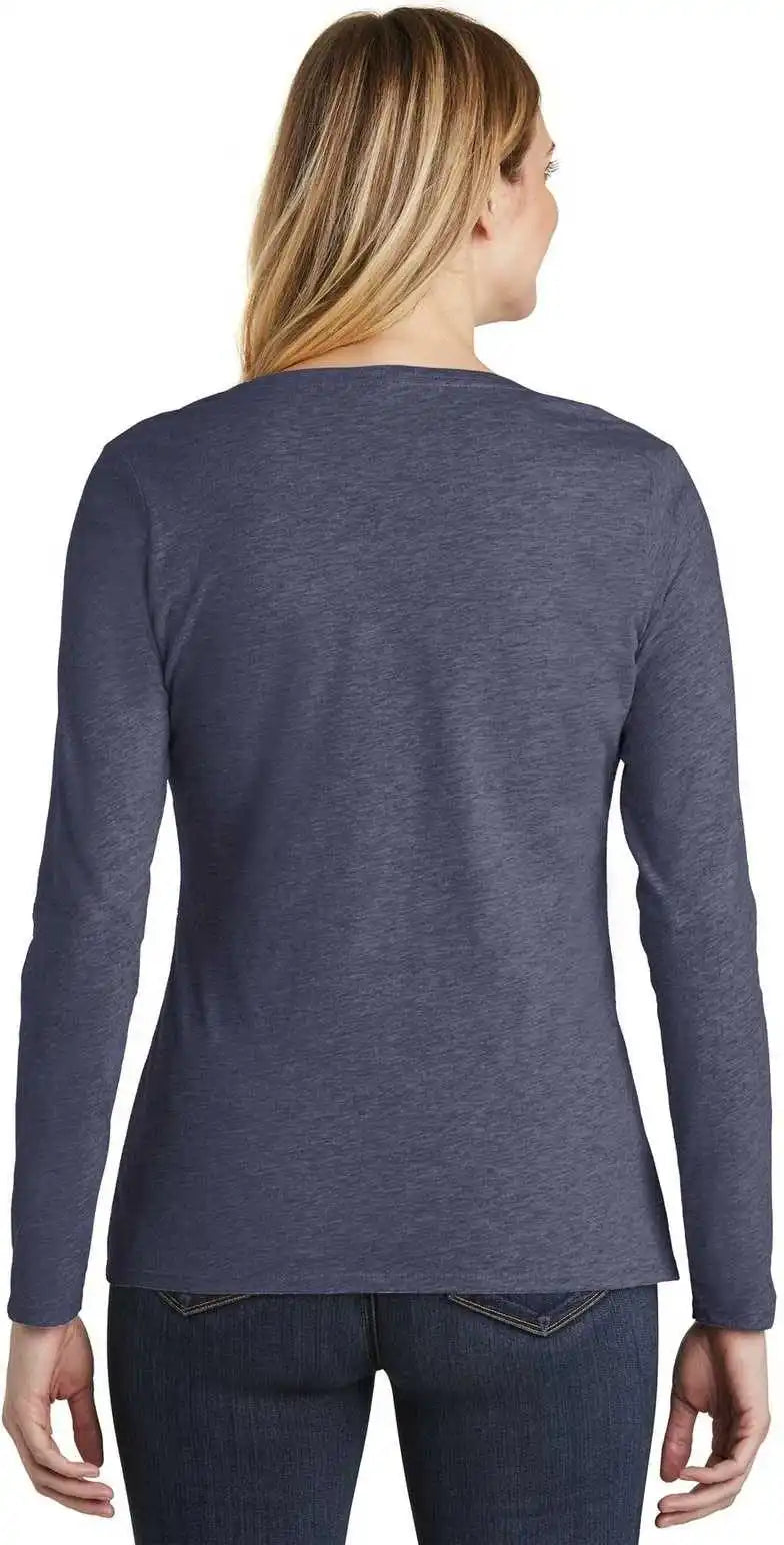 District Dt6201 Women’s Very Important Tee Long Sleeve v Neck Heathered Navy