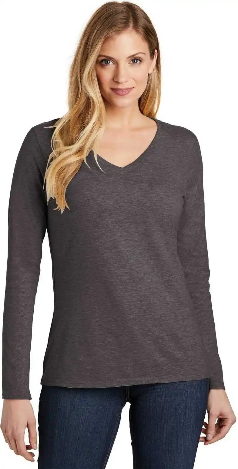 District Dt6201 Women’s Very Important Tee Long Sleeve v Neck Heathered Charcoal