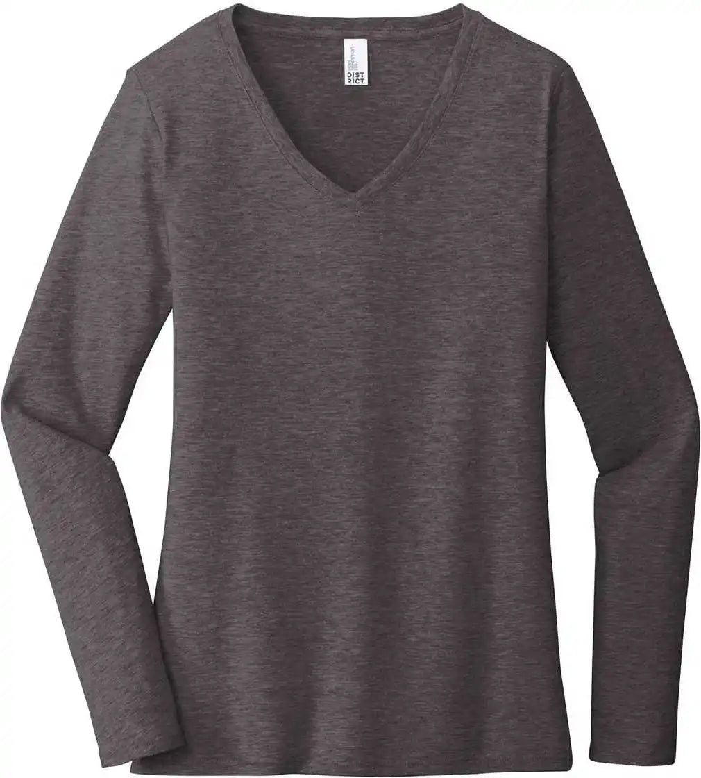 District Dt6201 Women’s Very Important Tee Long Sleeve v Neck Heathered Charcoal
