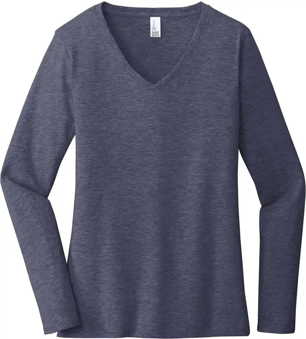 District Dt6201 Women’s Very Important Tee Long Sleeve v Neck Heathered Navy