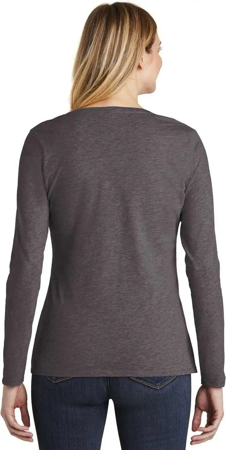 District Dt6201 Women’s Very Important Tee Long Sleeve v Neck Heathered Charcoal