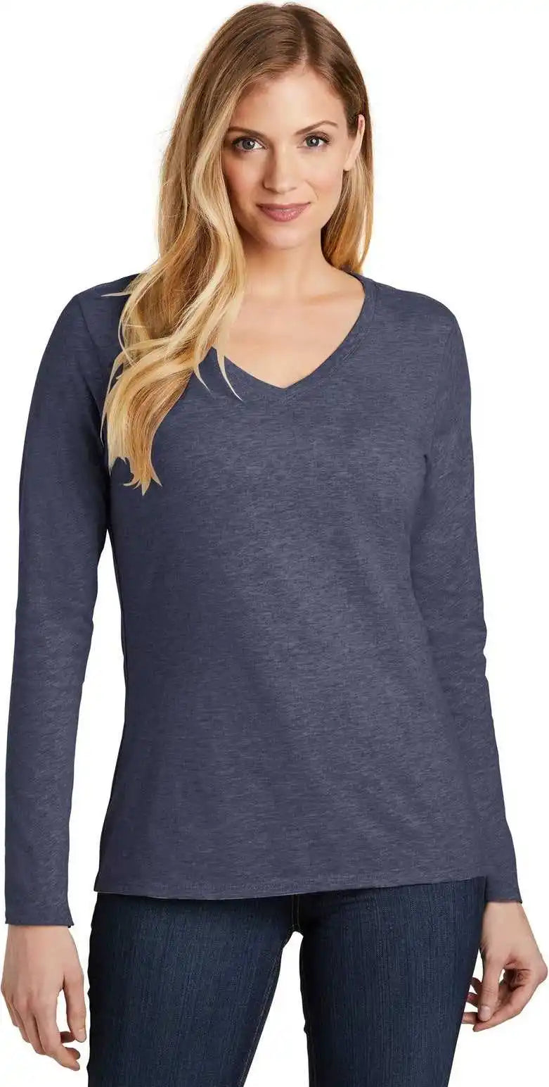 District Dt6201 Women’s Very Important Tee Long Sleeve V-neck - Heathered Navy