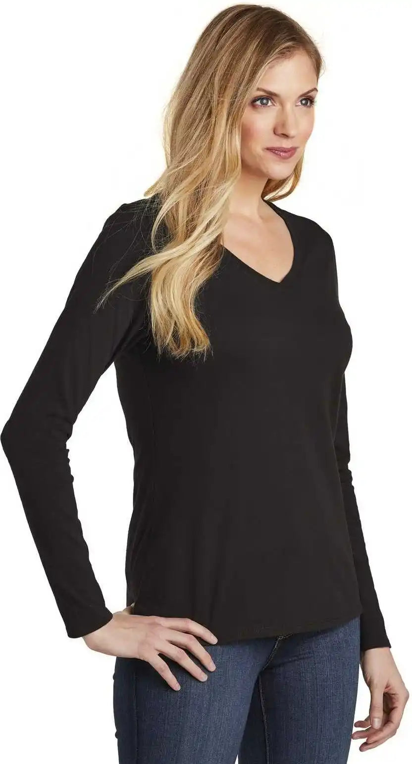 District Dt6201 Women’s Very Important Tee Long Sleeve v Neck Black