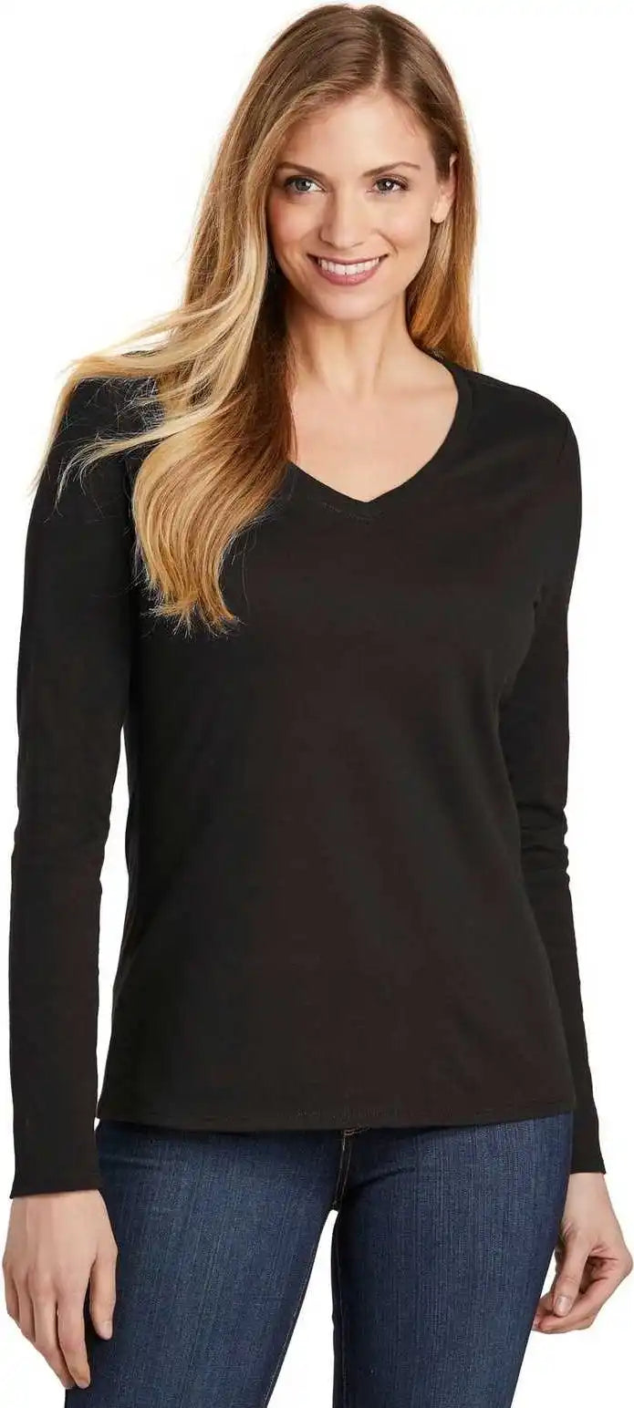 District Dt6201 Women’s Very Important Tee Long Sleeve v Neck Black