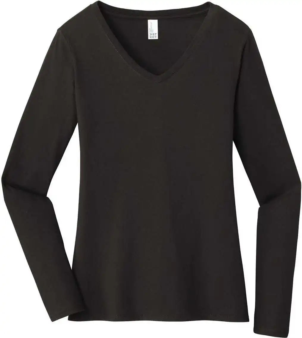 District Dt6201 Women’s Very Important Tee Long Sleeve v Neck Black