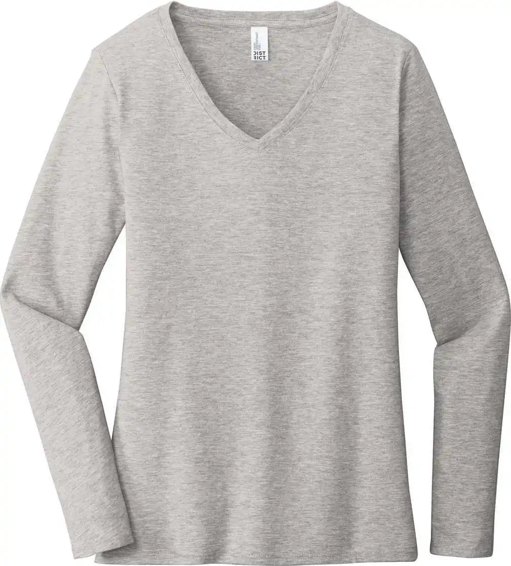 District Dt6201 Women’s Very Important Tee Long Sleeve v Neck Light Heather Gray
