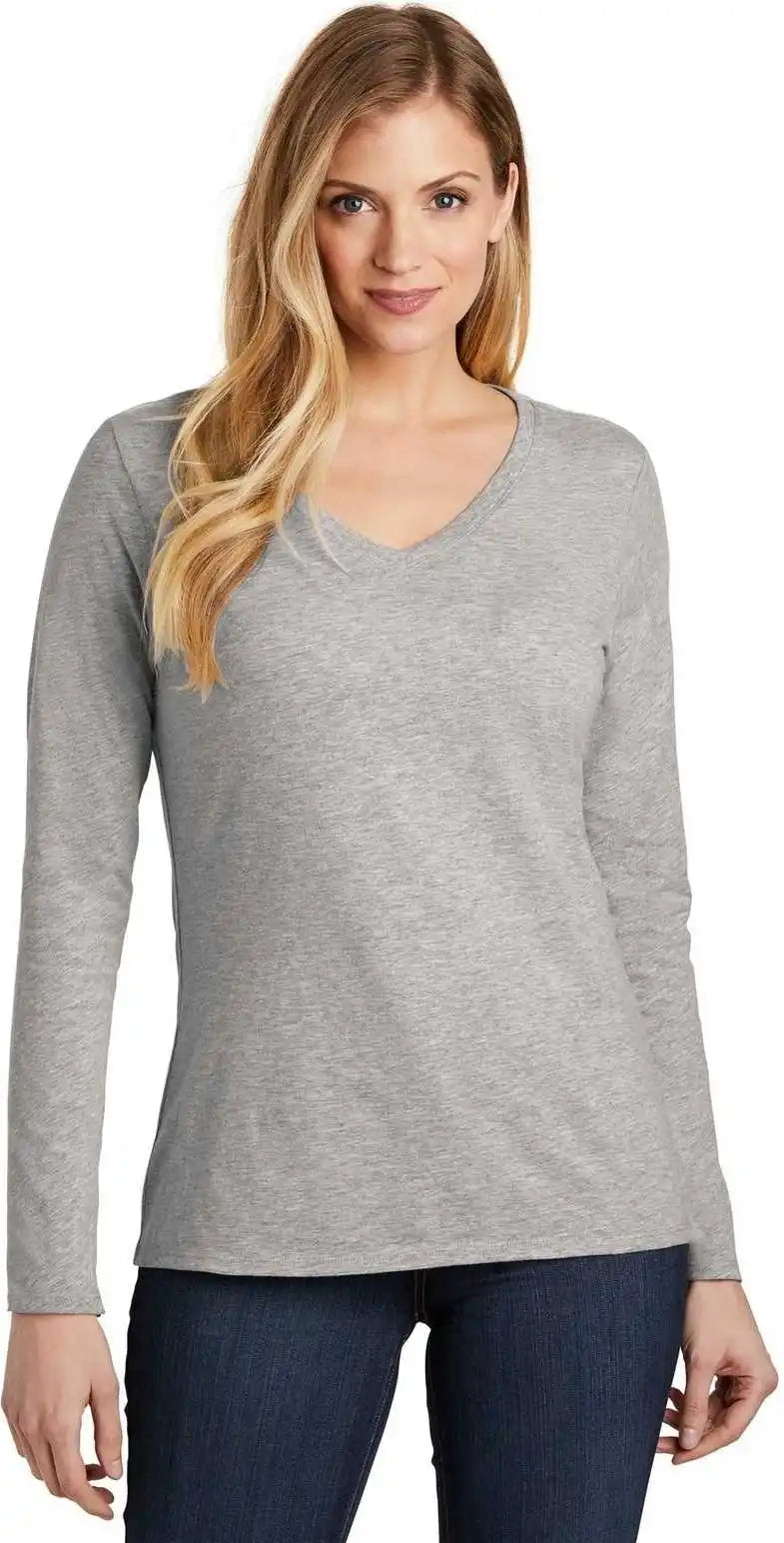 District Dt6201 Women’s Very Important Tee Long Sleeve v Neck Light Heather Gray