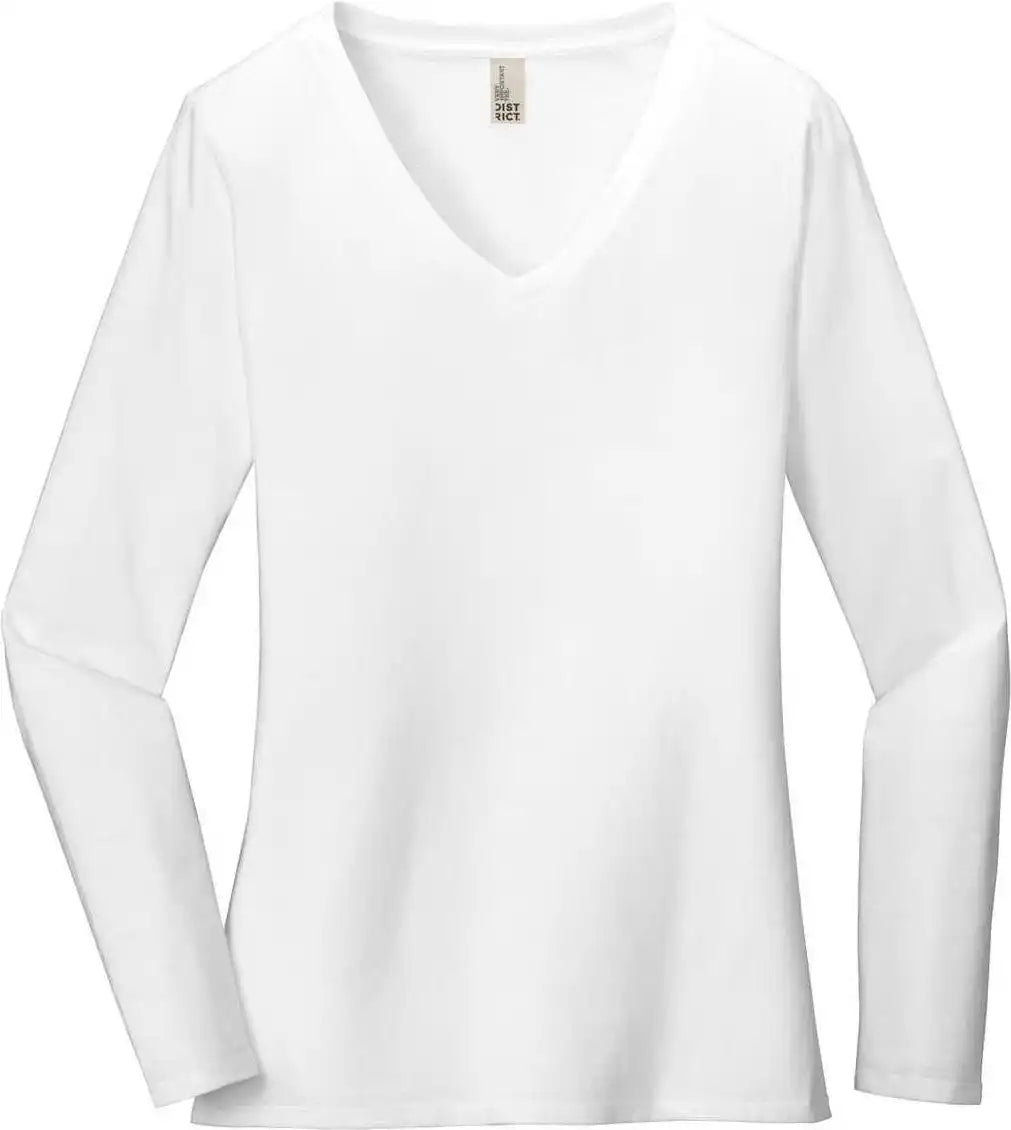 District Dt6201 Women’s Very Important Tee Long Sleeve v Neck White