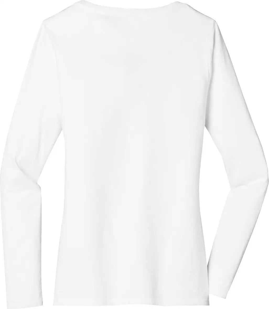 District Dt6201 Women’s Very Important Tee Long Sleeve V-neck - White - Ladies Xs