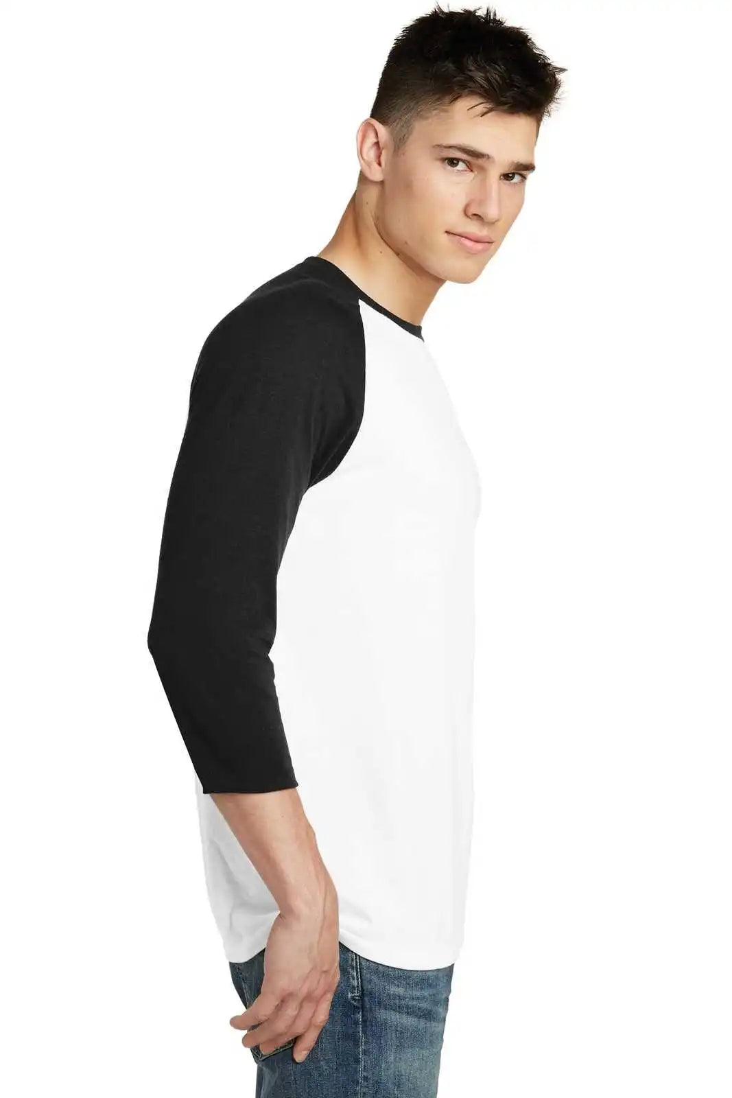 District Dt6210 Very Important Tee 3/4-sleeve Raglan - Black White