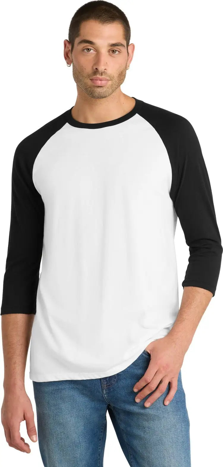 District Dt6210 Very Important Tee 3/4-sleeve Raglan - Black White