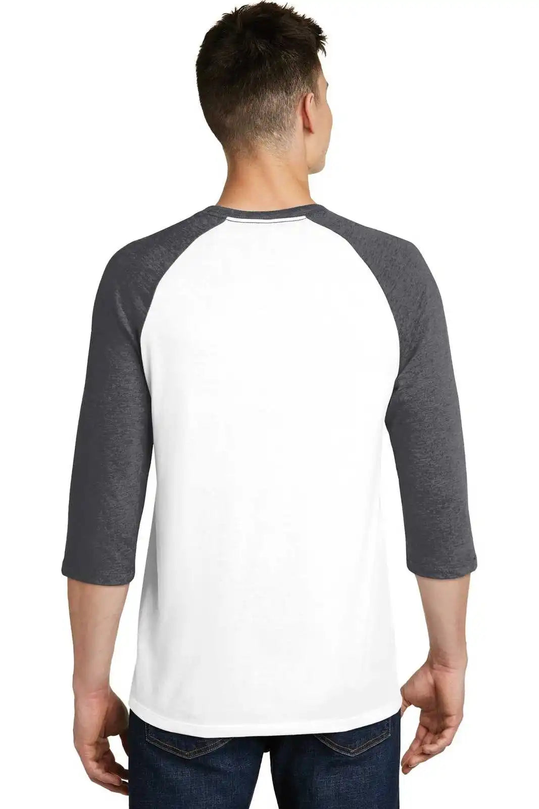 District Dt6210 Very Important Tee 3/4-sleeve Raglan - Heathered Charcoal White