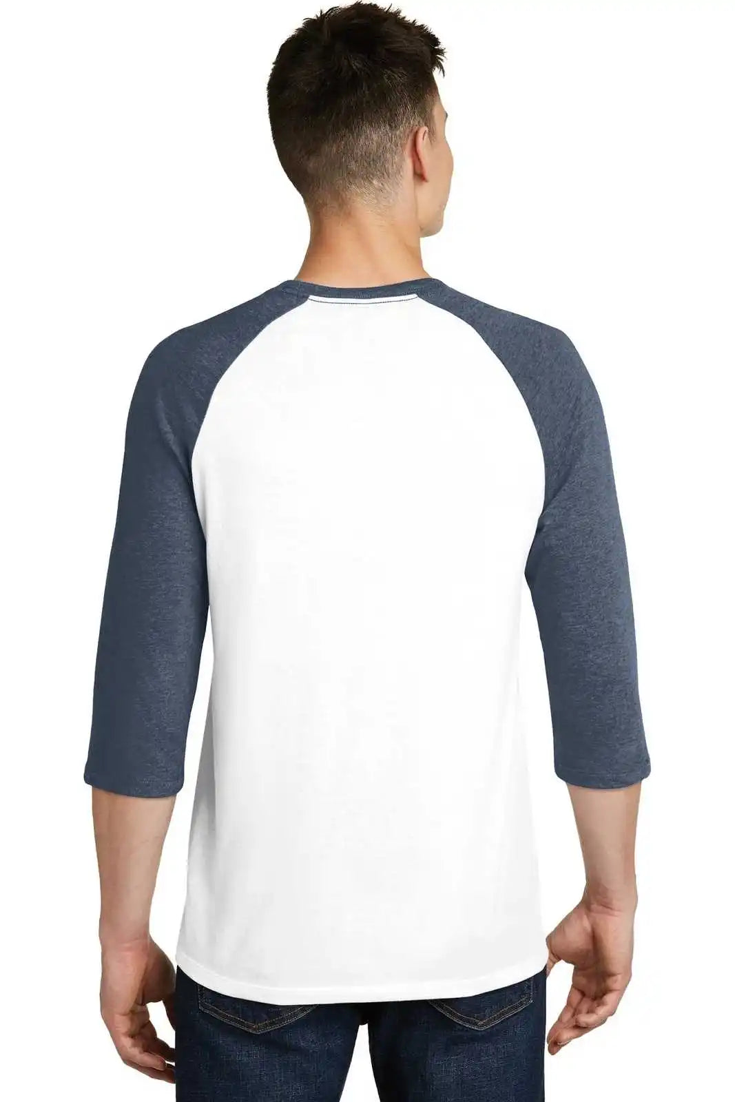 District Dt6210 Very Important Tee 3/4-sleeve Raglan - Heathered Navy White