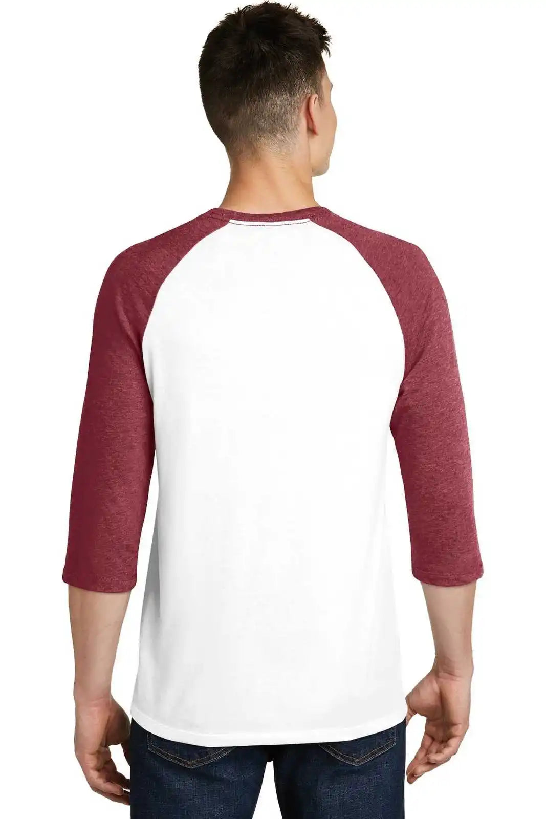 District Dt6210 Very Important Tee 3/4-sleeve Raglan - Heathered Red White