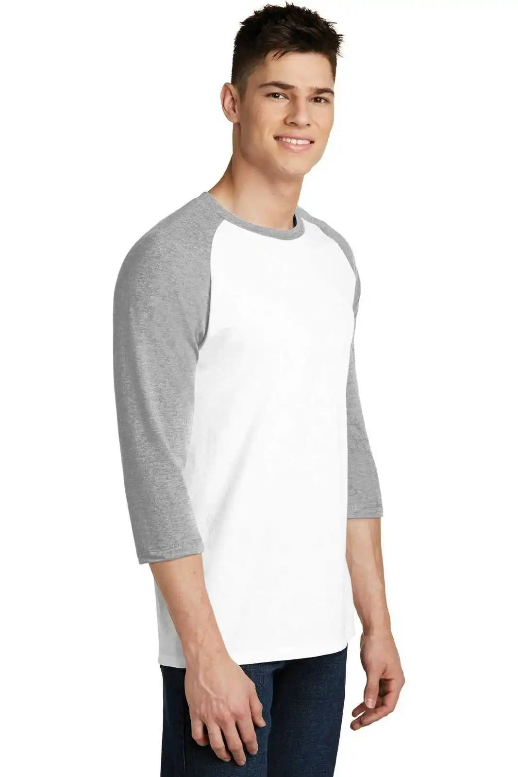 District Dt6210 Very Important Tee 3/4-sleeve Raglan - Light Heather Gray White