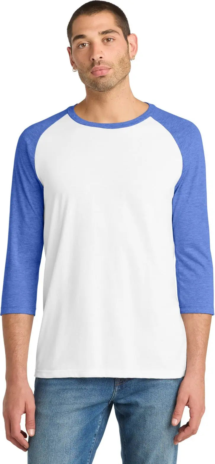 District Dt6210 Very Important Tee 3/4-sleeve Raglan - Royal Frost White