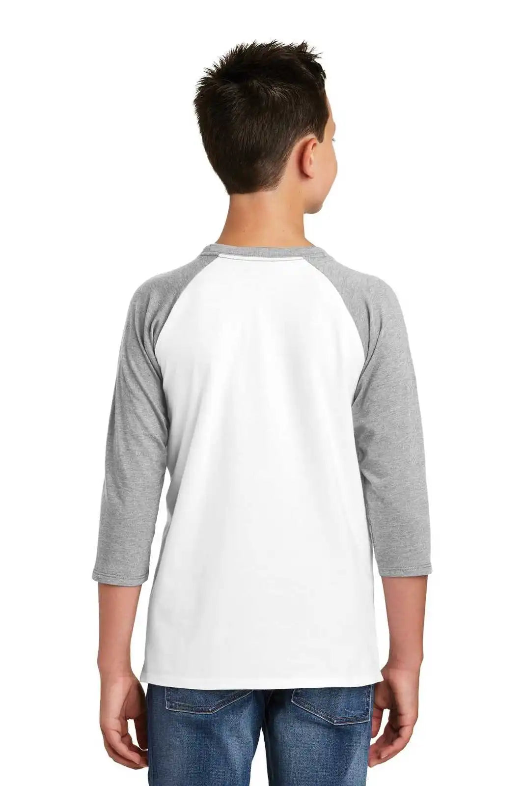 District Dt6210y Youth Very Important Tee 3/4-sleeve - Light Heather Gray White