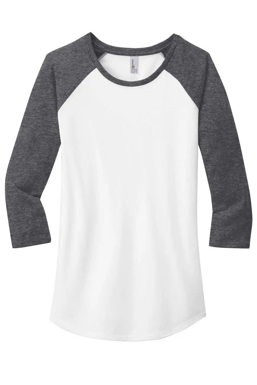 District Dt6211 Women’s Fitted Very Important Tee 3/4-sleeve Raglan - Heathered Charcoal White
