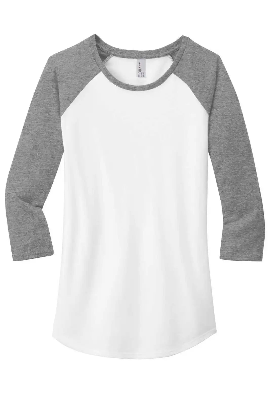 District Dt6211 Women’s Fitted Very Important Tee 3/4-sleeve Raglan - Light Heather Gray White