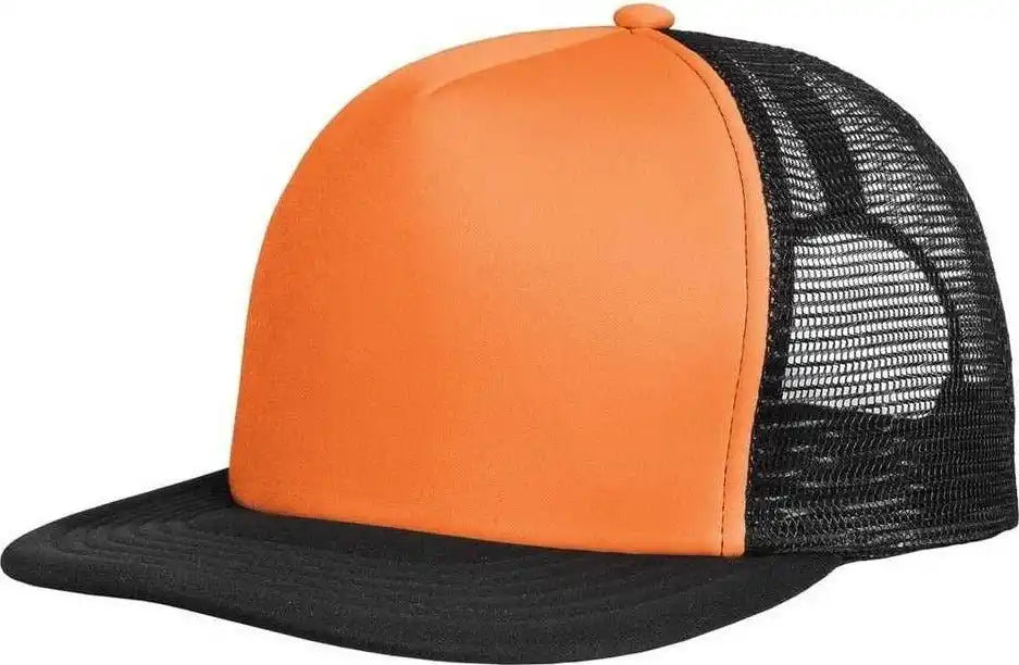 District Dt624 Flat Bill Snapback Trucker Cap - Neon Orange - one Size Fits Most