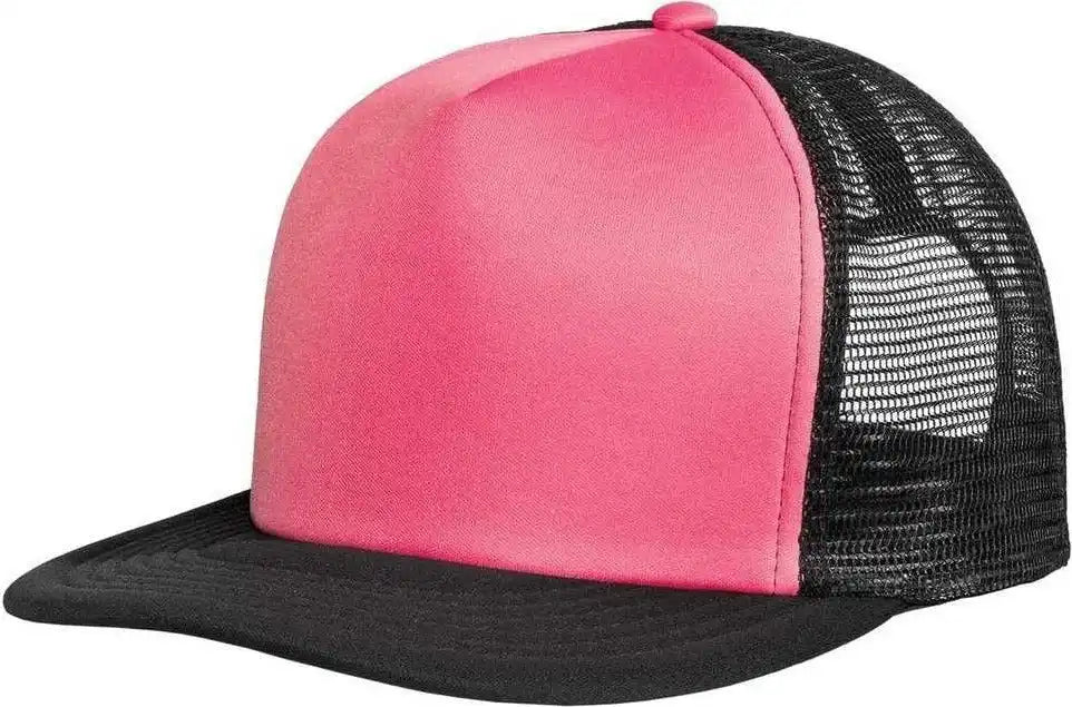 District Dt624 Flat Bill Snapback Trucker Cap Neon Pink / one Size Fits Most