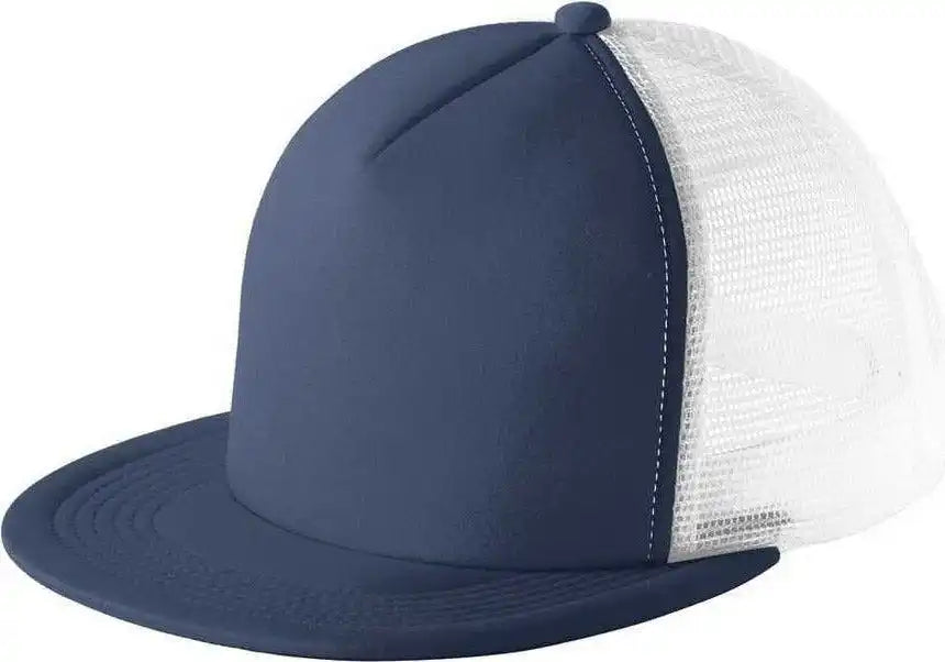 District Dt624 Flat Bill Snapback Trucker Cap New Navy / one Size Fits Most