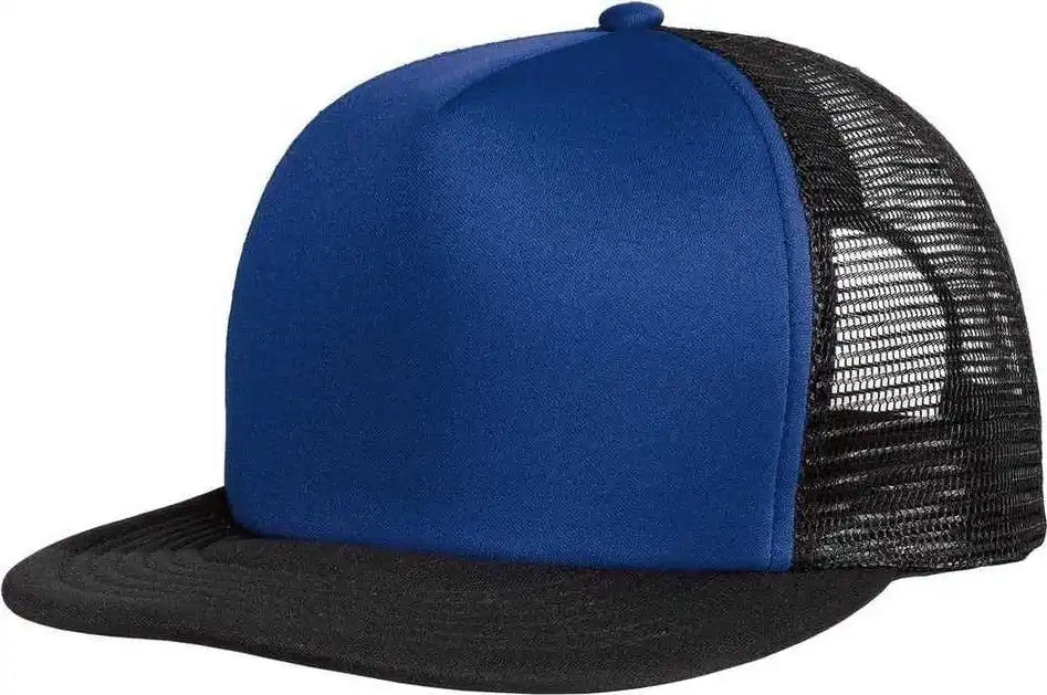 District Dt624 Flat Bill Snapback Trucker Cap Royal / one Size Fits Most