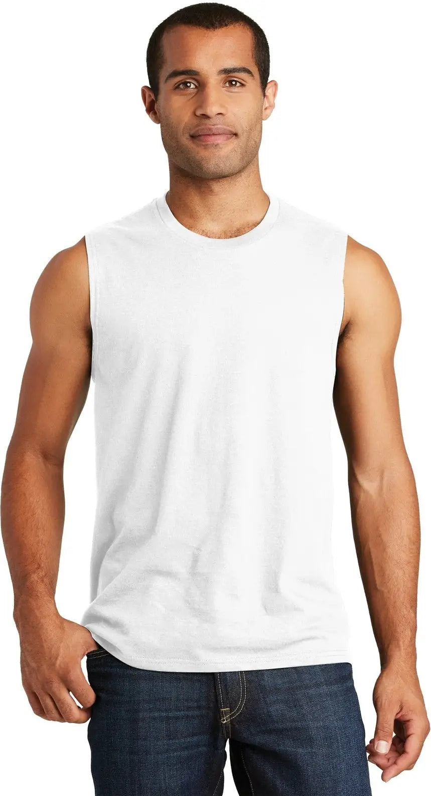 District Dt6300 V.i.t Muscle Tank - White - Adult Xs