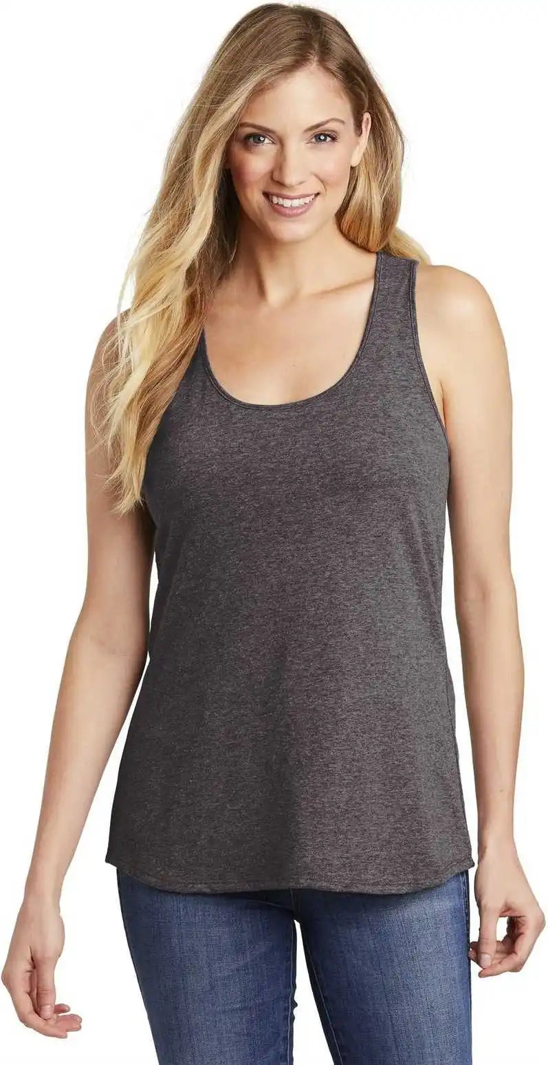 District Dt6302 Women’s V.i.t. Gathered Back Tank Heathered Charcoal
