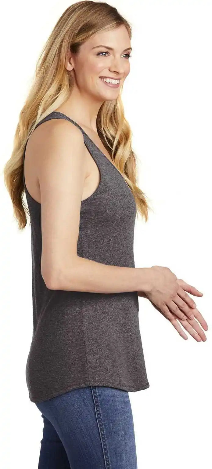 District Dt6302 Women’s V.i.t. Gathered Back Tank Heathered Charcoal
