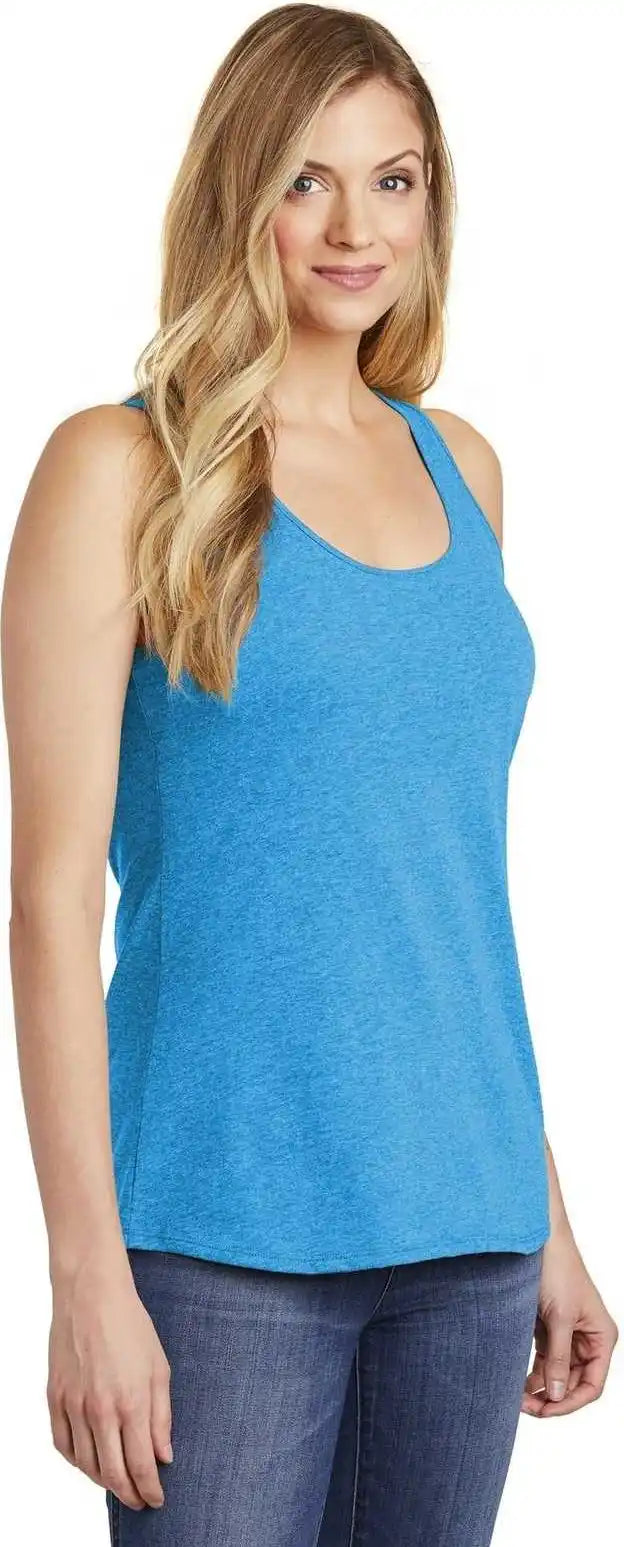 District Dt6302 Women’s V.i.t. Gathered Back Tank - Heathered Bright Turquoise