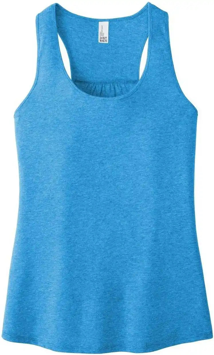 District Dt6302 Women’s V.i.t. Gathered Back Tank - Heathered Bright Turquoise