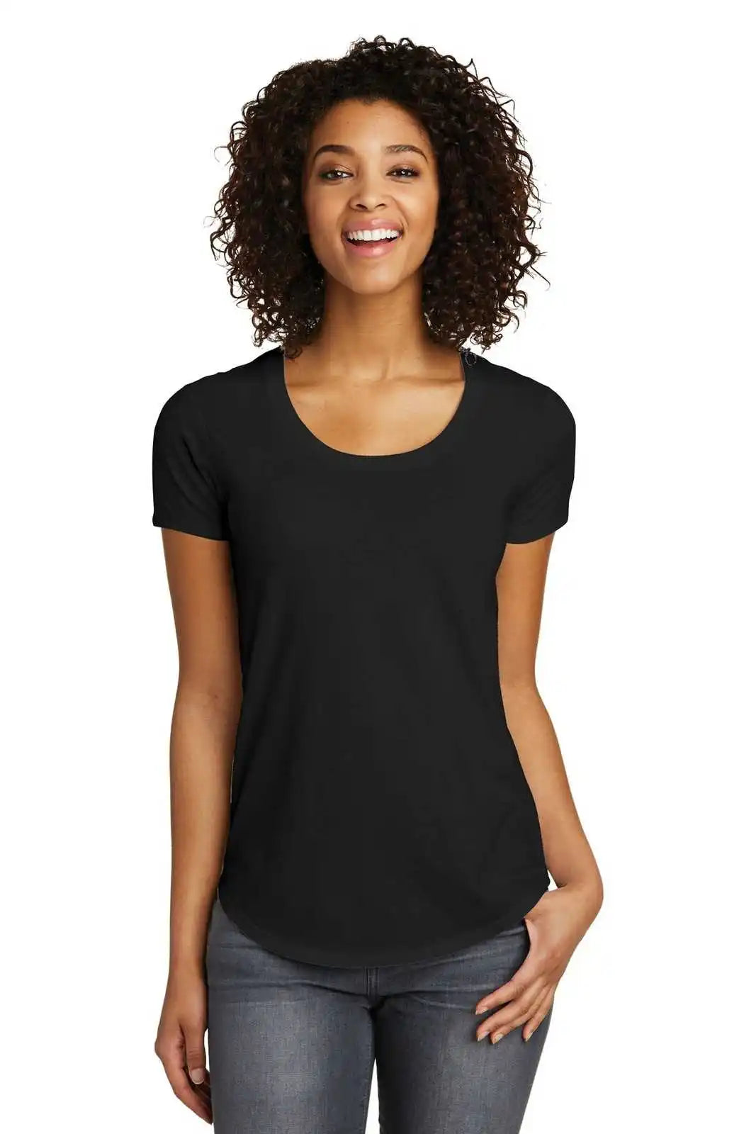 District Dt6401 Women’s Fitted Very Important Tee Scoop Neck - Black