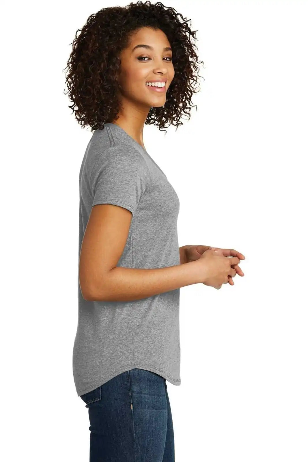 District Dt6401 Women’s Fitted Very Important Tee Scoop Neck - Gray Frost