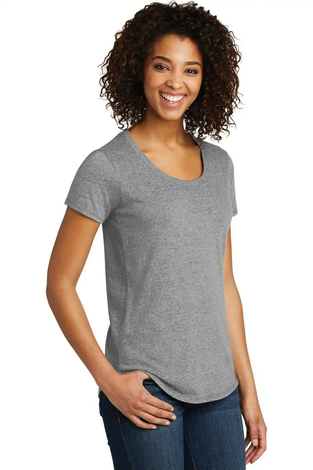 District Dt6401 Women’s Fitted Very Important Tee Scoop Neck - Gray Frost