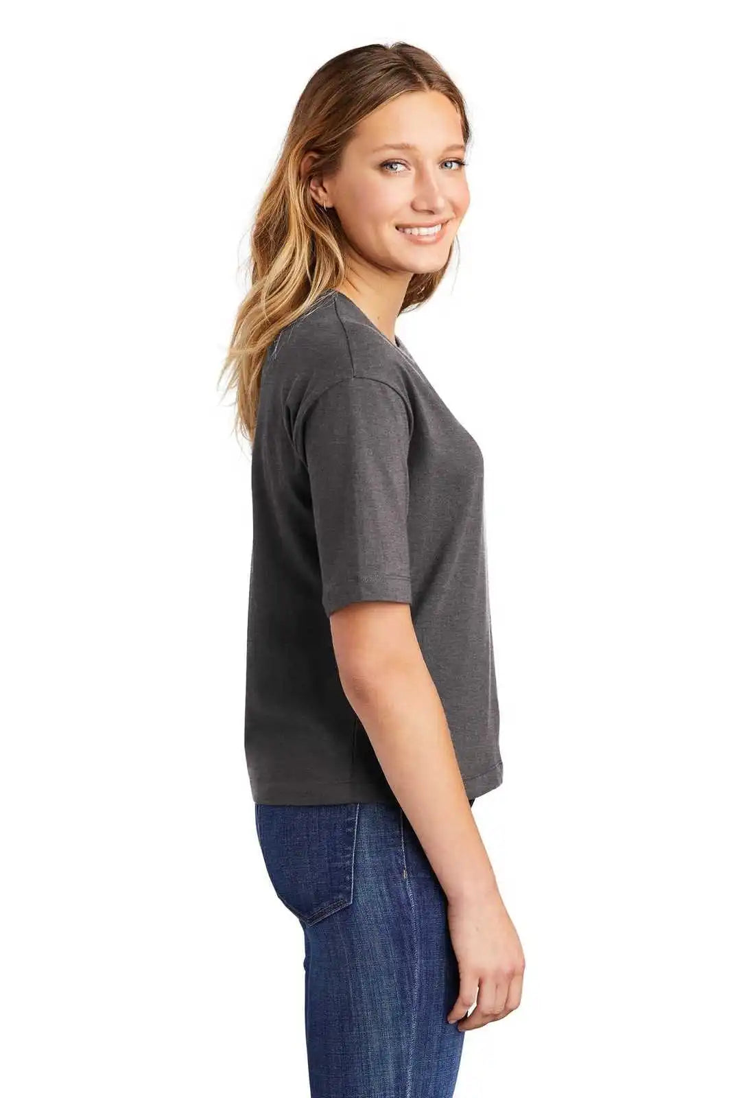 District Dt6402 Women’s V.i.t. Boxy Tee - Heathered Charcoal